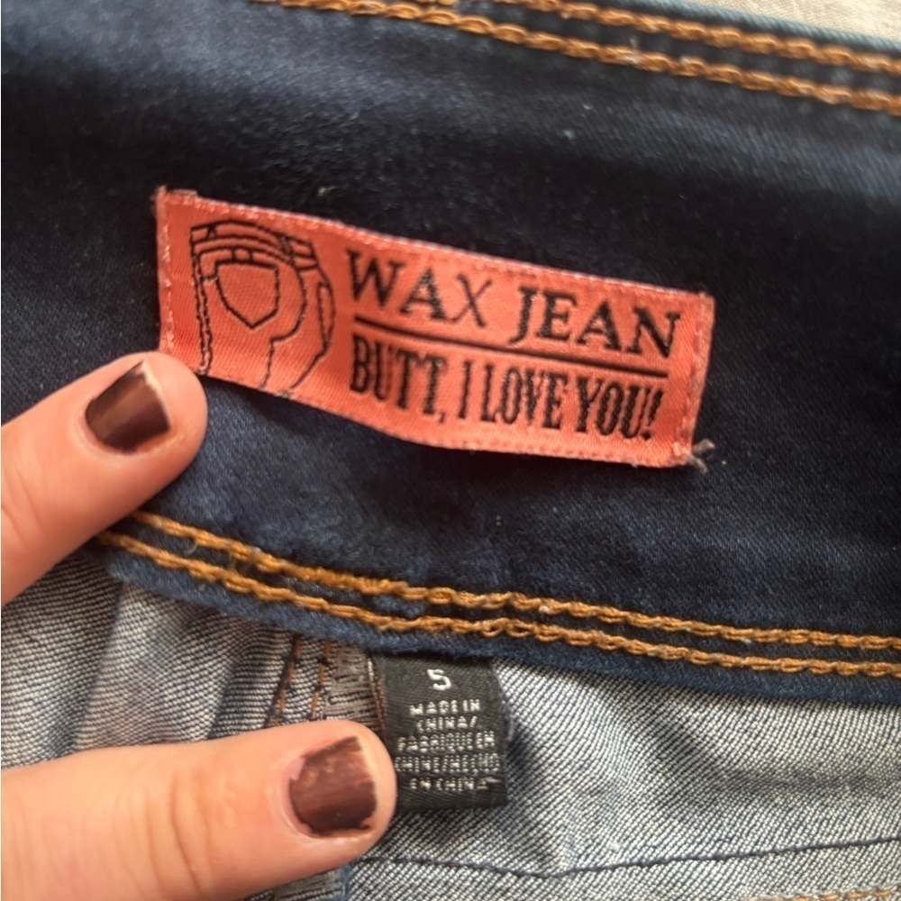 Wax Jean Blue Denim with Contrast Stitching and Embossed Label